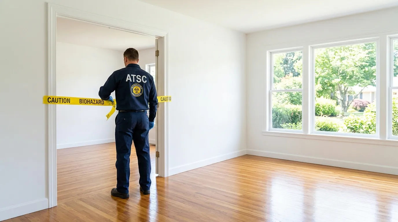 Certified biohazard cleanup crew performing Trauma Scene Cleanup in Lindale